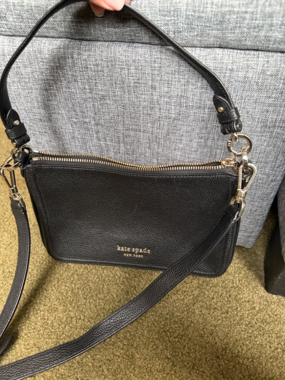 kate spade Black Pebbled Leather Convertible Crossbody